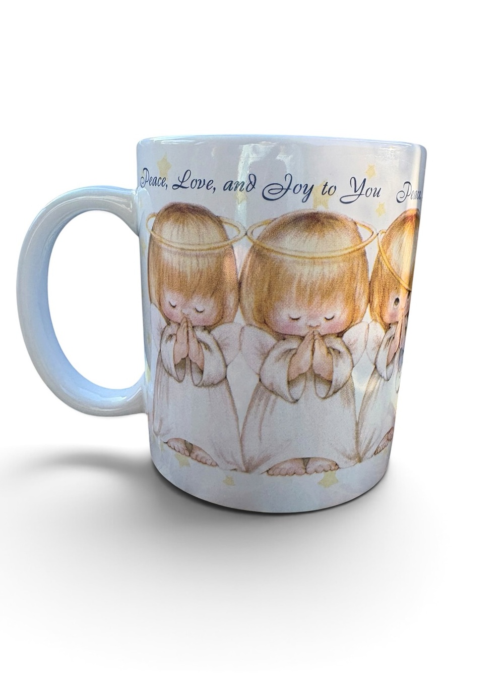 Vintage Hallmark Ruth Morehead Angels MugPeace Love Joy To You Praying Christmas